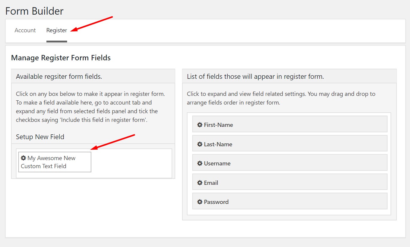 Add Custom Field to Register Form