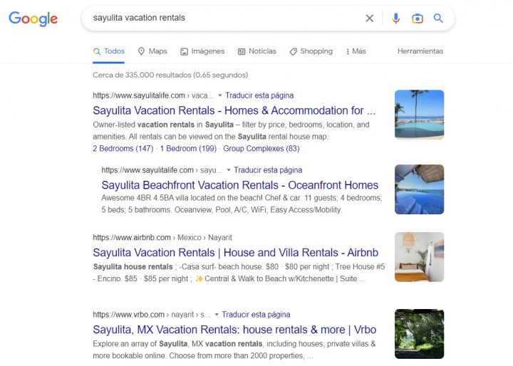 outrank airbnb and vrbo on Google.com