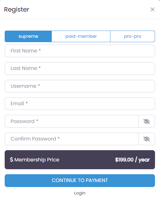 Paid Registration Form