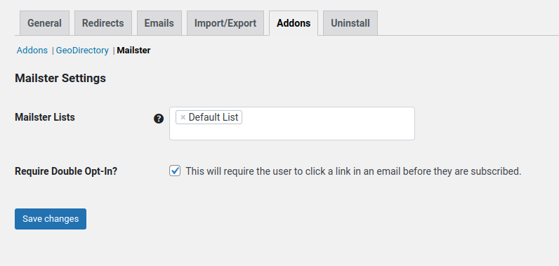Mailster settings page