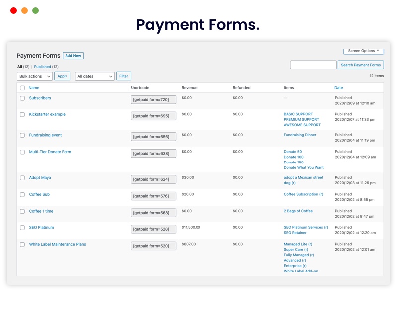 WordPress payment Form Plugin GetPaid